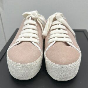 Opening Ceremony Pink and White Suede Platform Sneakers